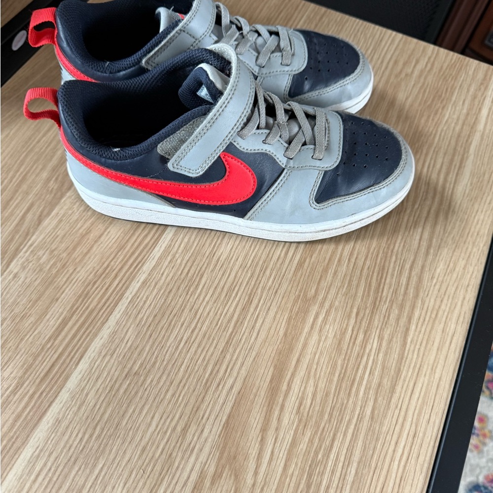 Nike Gray and Red Sneakers with Velcro Strap